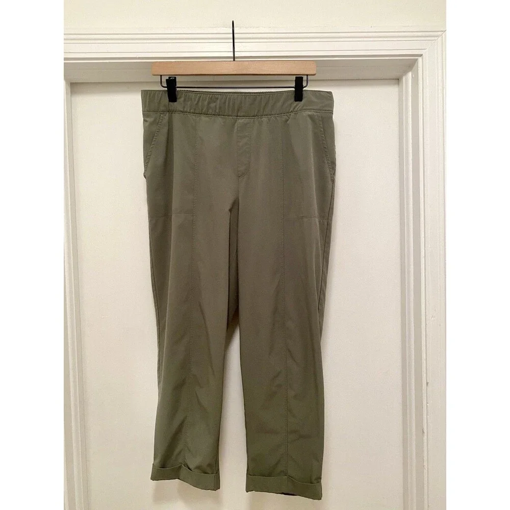 Talbots Pull On Ankle Pants Women’s Size Medium Cropped Army Green Comfort